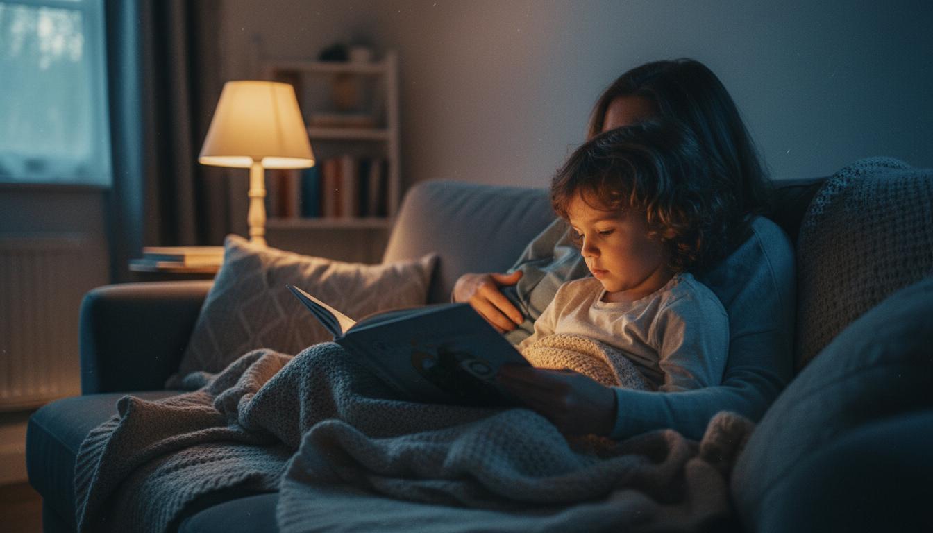 Child reading with parent